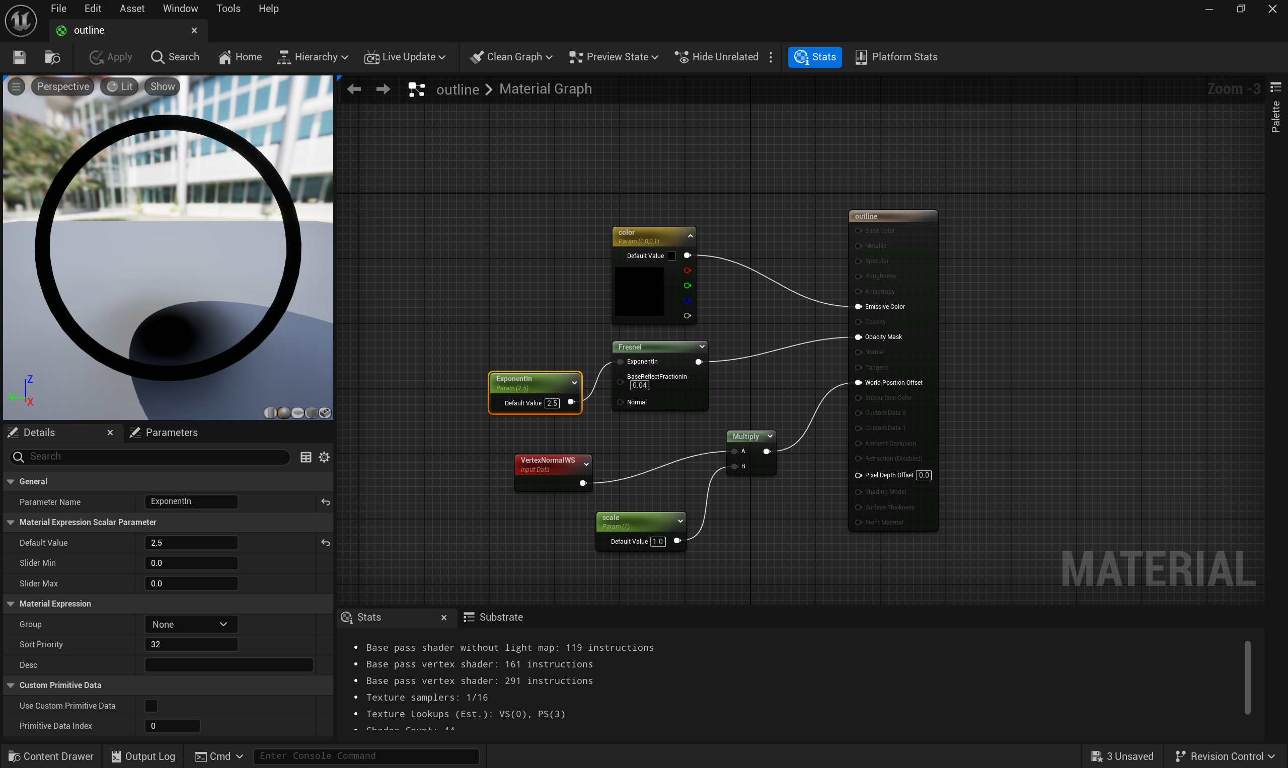Shader outline in Unreal Engine